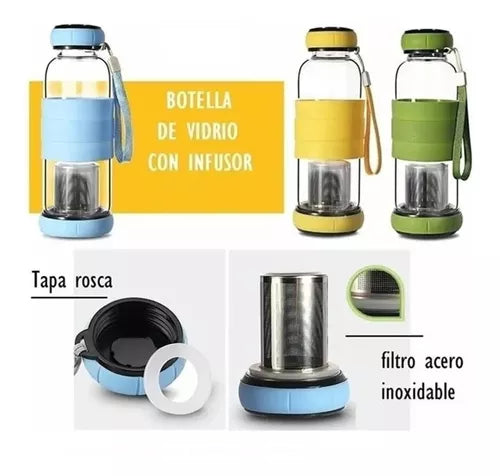 Botella Infusor De Te Doble Cubierta 550ml